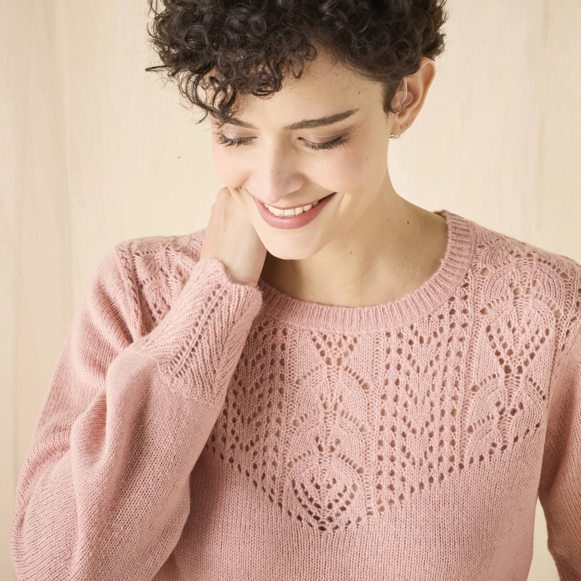Trui En Vest<Blancheporte Trui met details in pointelletricot grijsroze