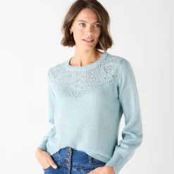 Trui En Vest<Blancheporte Trui met details in pointelletricot watergroen