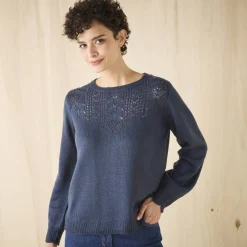 Trui En Vest<Blancheporte Trui met details in pointelletricot marine