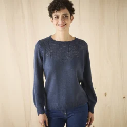 Trui En Vest<Blancheporte Trui met details in pointelletricot marine