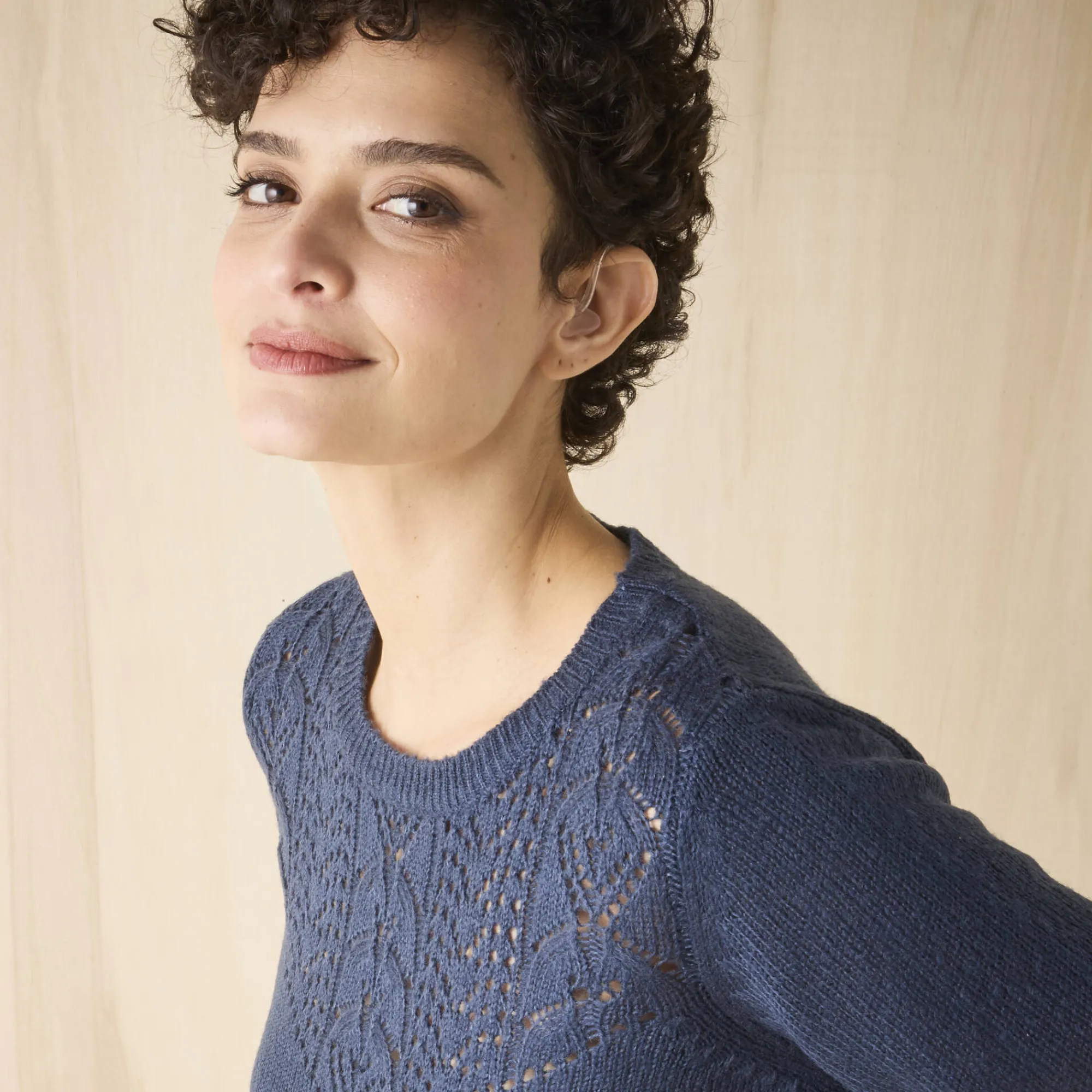 Trui En Vest<Blancheporte Trui met details in pointelletricot marine