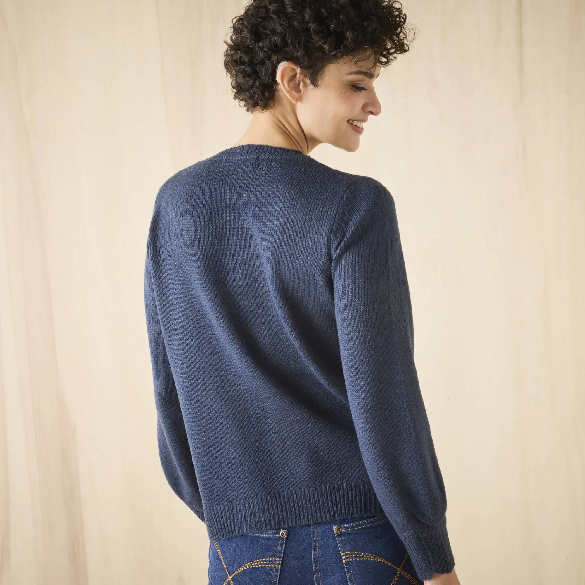 Trui En Vest<Blancheporte Trui met details in pointelletricot marine