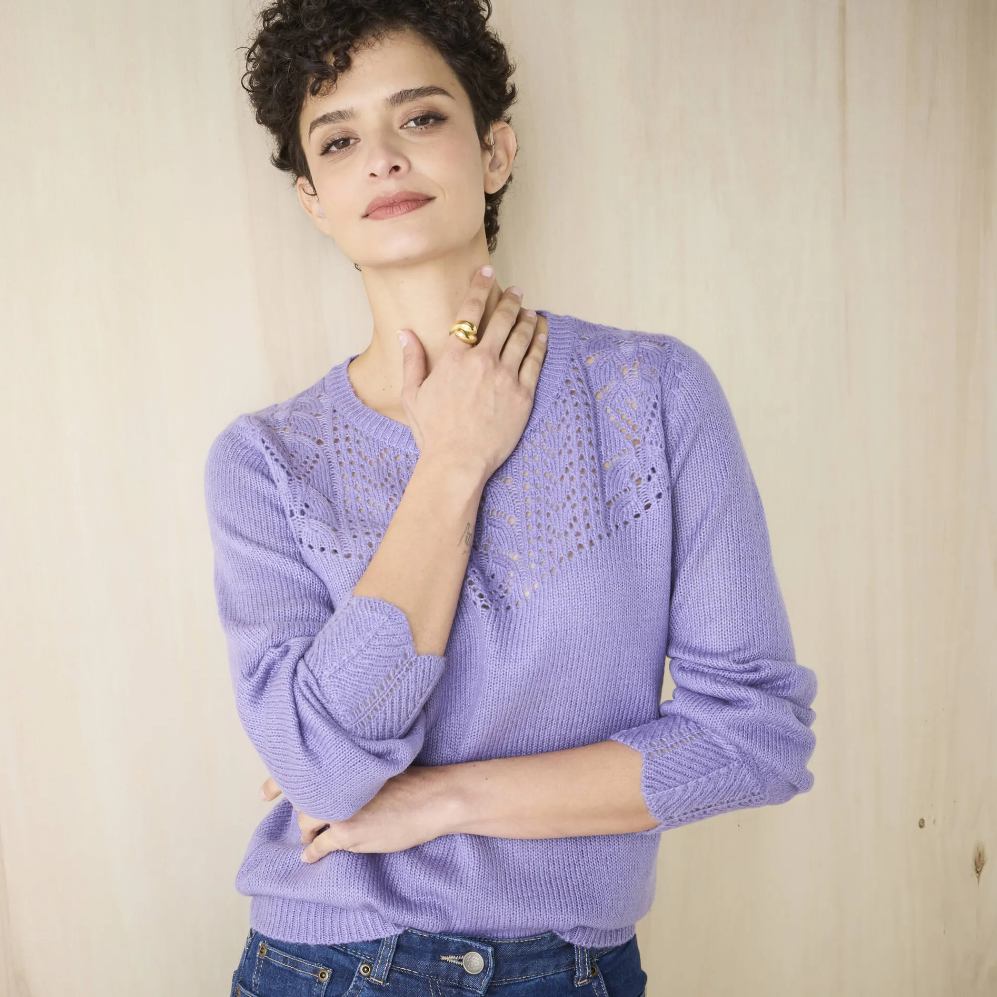 Trui En Vest<Blancheporte Trui met details in pointelletricot parma