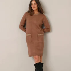 Jurk<Blancheporte Trui met glanzende details, 2 zakken hazelnootbruin