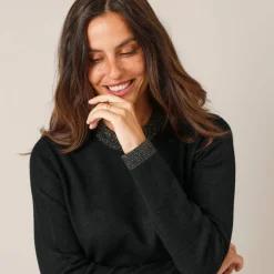 Feestoutfits Dames|Jurk<Blancheporte Trui met glanzende details, 2 zakken zwart