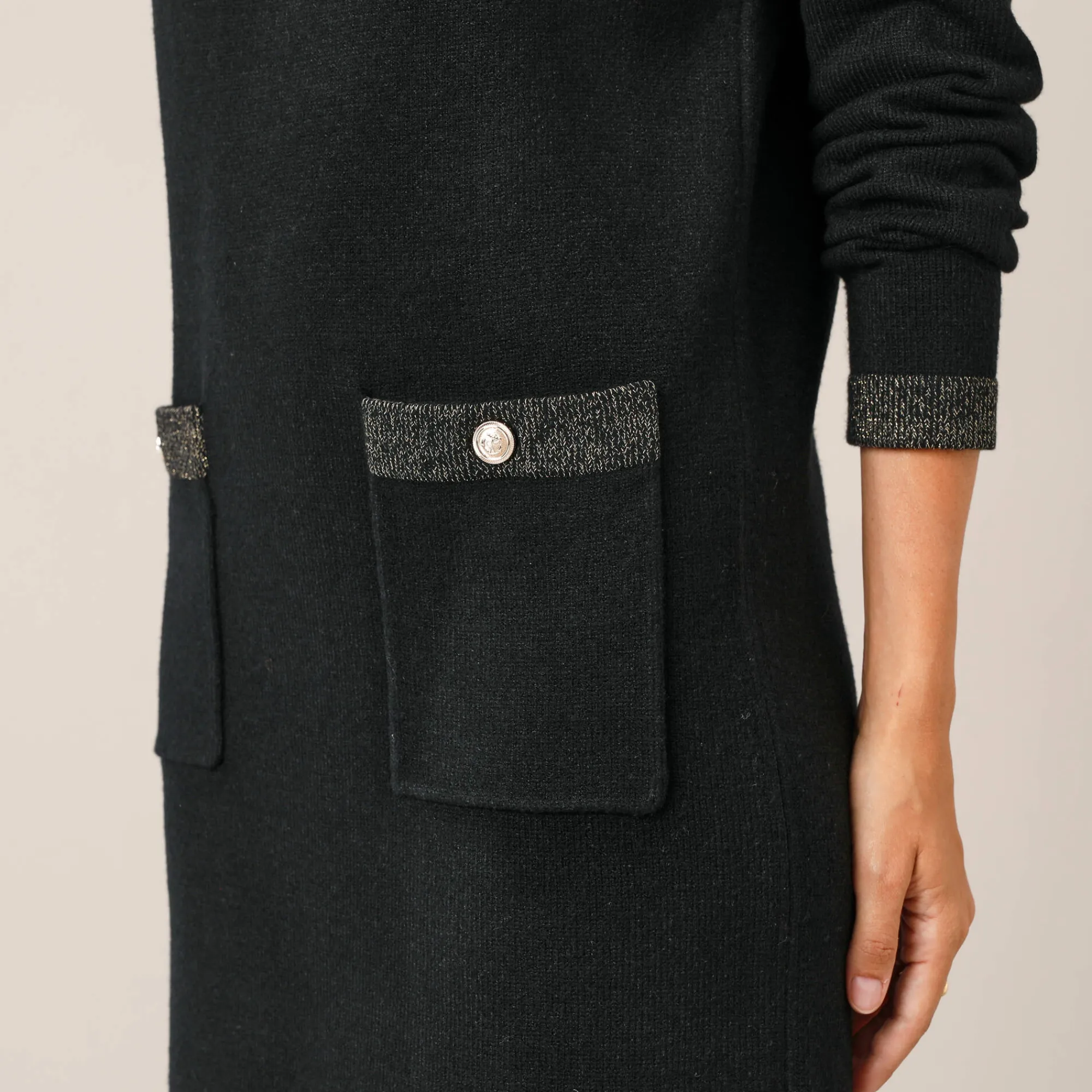 Feestoutfits Dames|Jurk<Blancheporte Trui met glanzende details, 2 zakken zwart