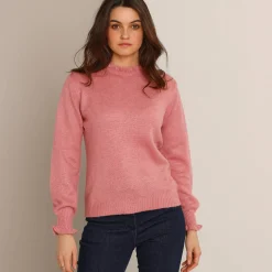 Trui En Vest<Blancheporte Trui met hoge kraag, frisotti-afwerking chiné roze