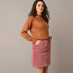 Trui En Vest<Blancheporte Trui met hoge kraag, frisotti-afwerking karamel