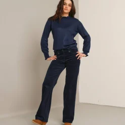 Trui En Vest<Blancheporte Trui met hoge kraag, frisotti-afwerking marine