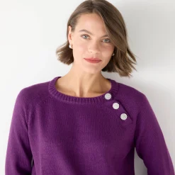 Feestoutfits Dames|Trui En Vest<Blancheporte Trui met juweelknopen aan de schouders violine