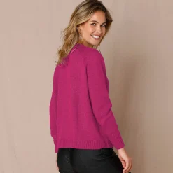 Feestoutfits Dames|Trui En Vest<Blancheporte Trui met juweelknopen aan de schouders fuchsiaroze