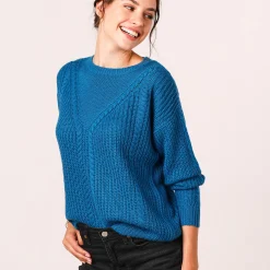 Trui En Vest<Blancheporte Trui met kabelmotieven - patenttricot pauwblauw