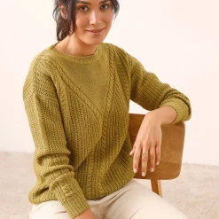 Trui En Vest<Blancheporte Trui met kabelmotieven - patenttricot mosgroen