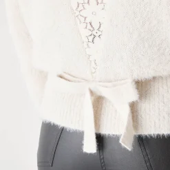 Feestoutfits Dames|Trui En Vest<Blancheporte Trui met kanten rug, in harig tricot ivoorkleur