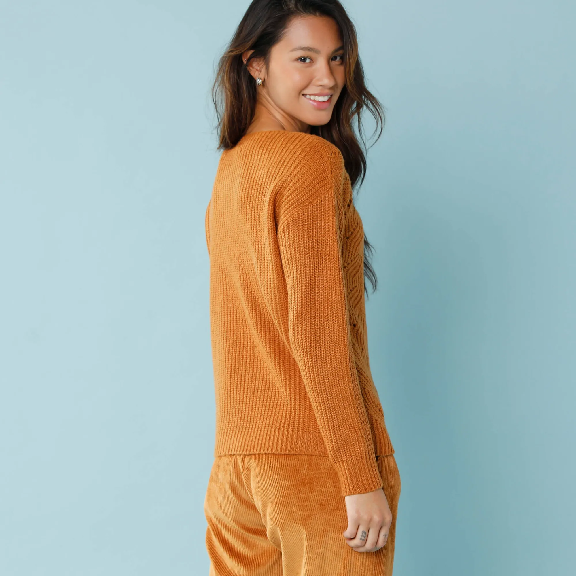 Trui En Vest<Blancheporte Trui met lange mouwen en ronde hals, pareltricot, speciaal voor kleine lengtes honing