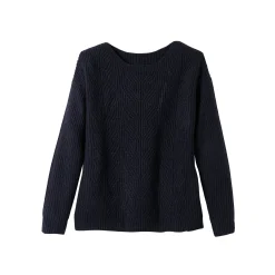 Trui En Vest<Blancheporte Trui met lange mouwen en ronde hals, pareltricot, speciaal voor kleine lengtes marine