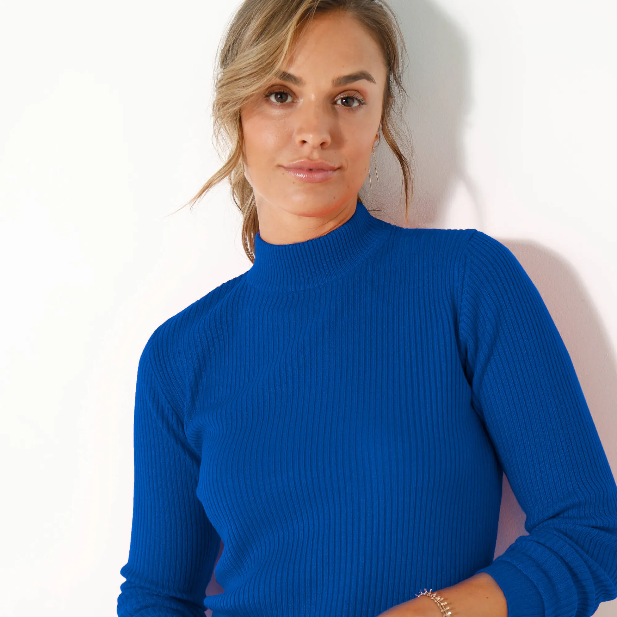 Trui En Vest<Blancheporte Trui met opstaande kraag, 72 cm lang felblauw