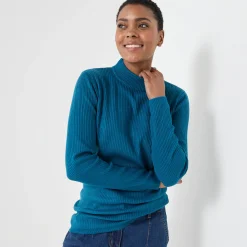 Trui En Vest<Blancheporte Trui met opstaande kraag, 72 cm lang eendenblauw