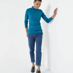 Trui En Vest<Blancheporte Trui met opstaande kraag, 72 cm lang eendenblauw