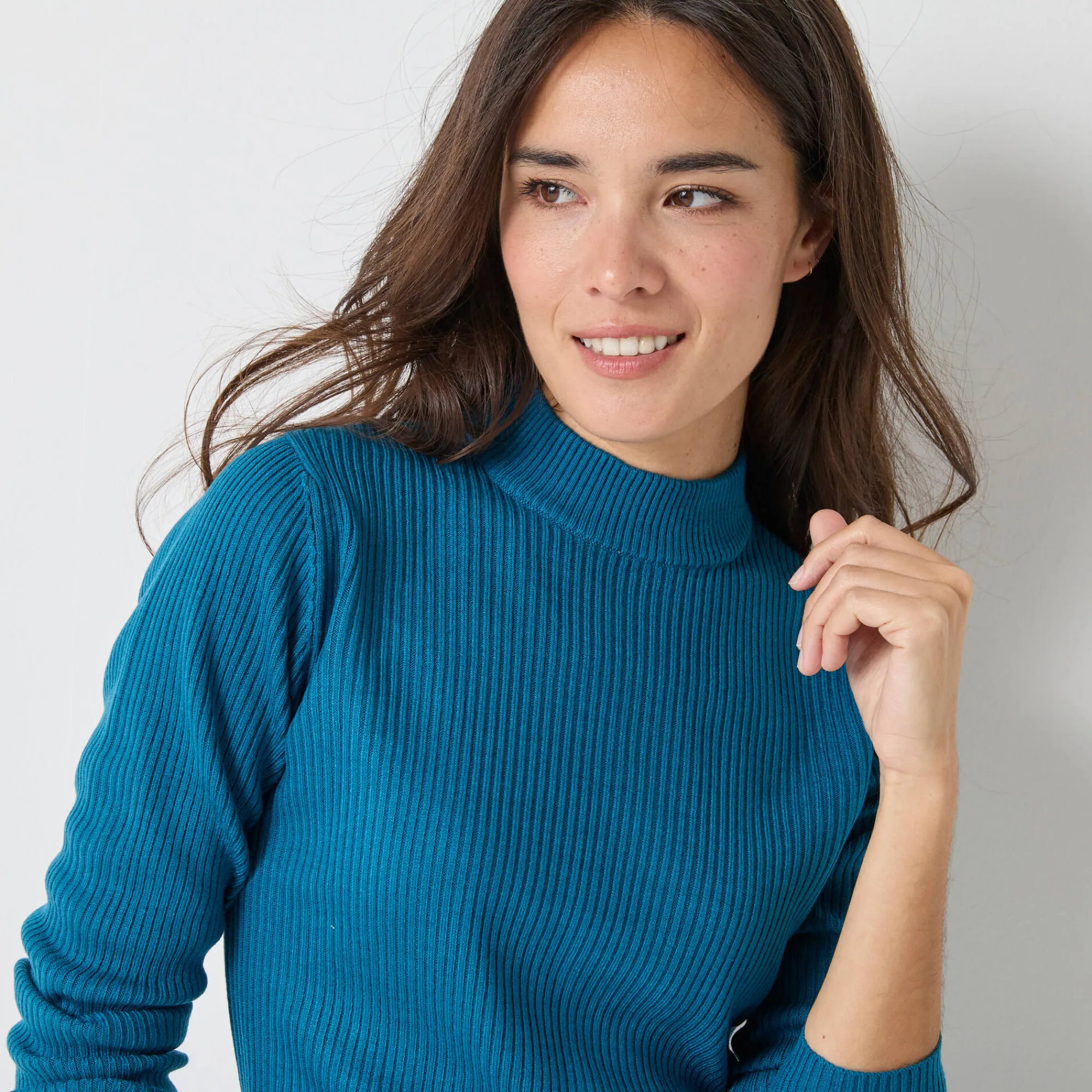 Trui En Vest<Blancheporte Trui met opstaande kraag, 63 cm lang eendenblauw