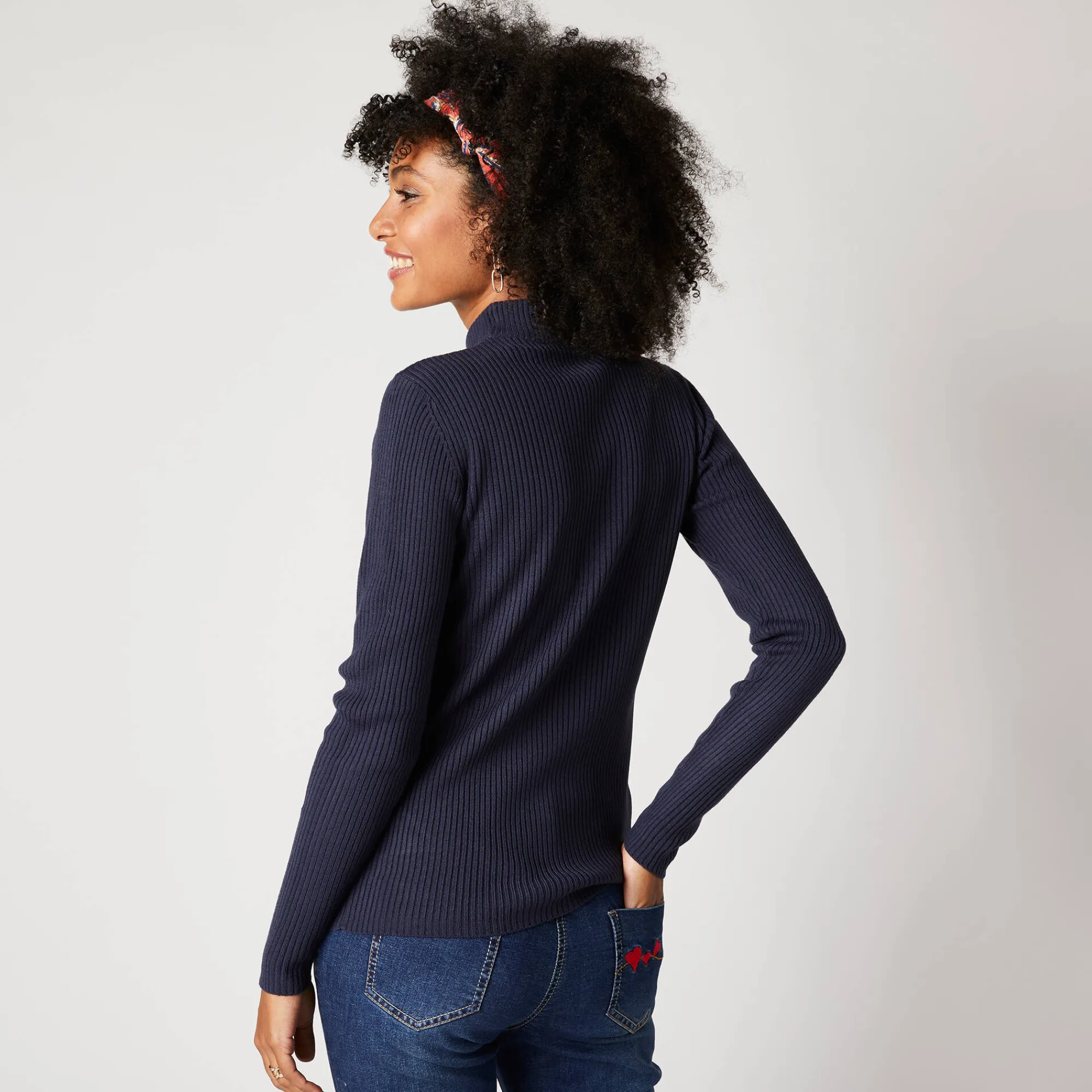 Trui En Vest<Blancheporte Trui met opstaande kraag, 63 cm lang marine