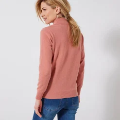 Trui En Vest<Colors&Co Trui met opstaande kraag in lamswol chiné roze
