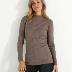 Trui En Vest<Blancheporte Trui met opstaande kraag, 72 cm lang taupe