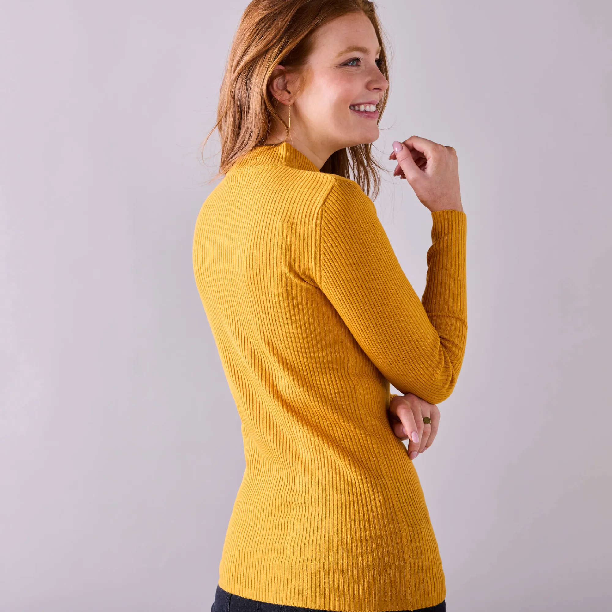 Trui En Vest<Blancheporte Trui met opstaande kraag, 72 cm lang kerrie