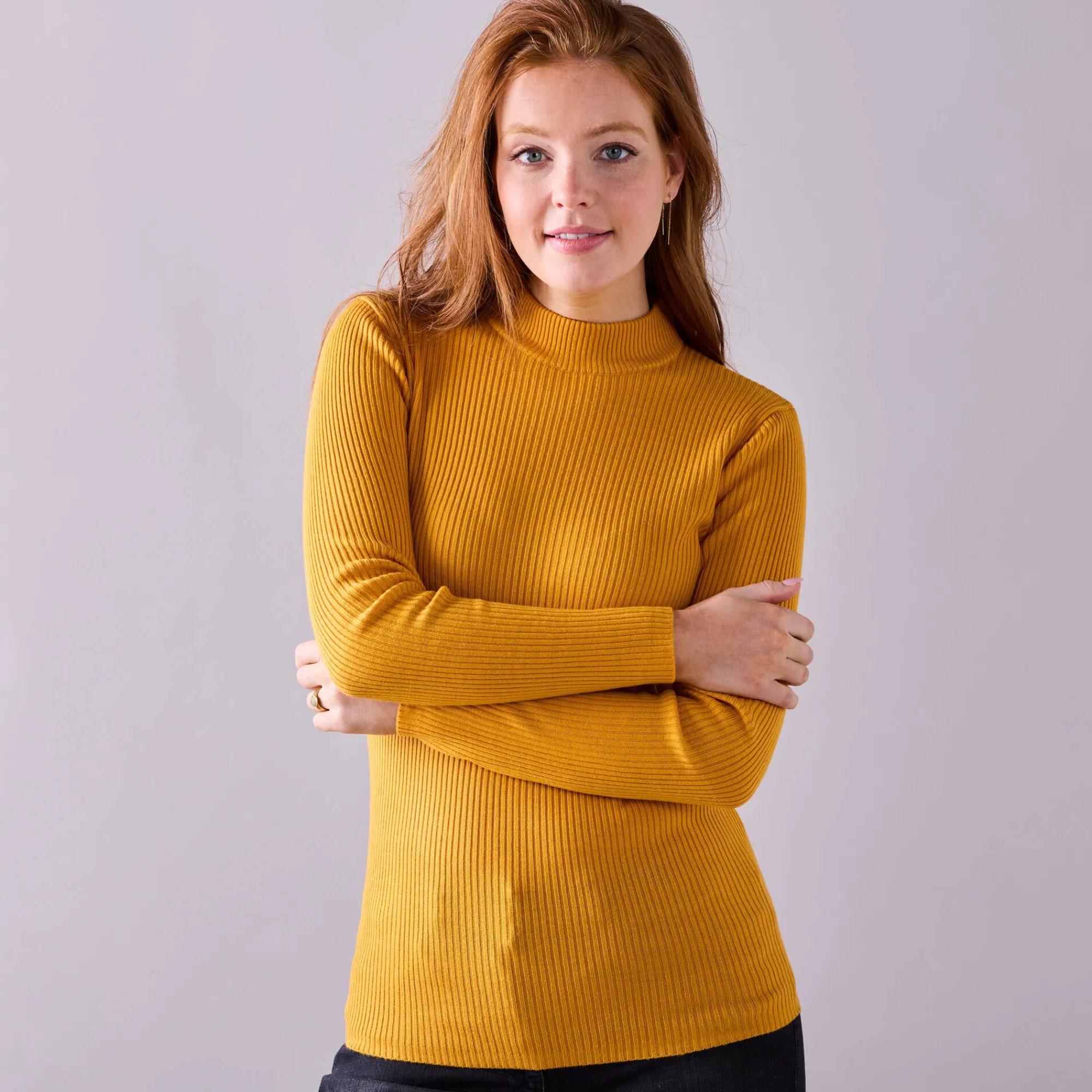Trui En Vest<Blancheporte Trui met opstaande kraag, 72 cm lang kerrie