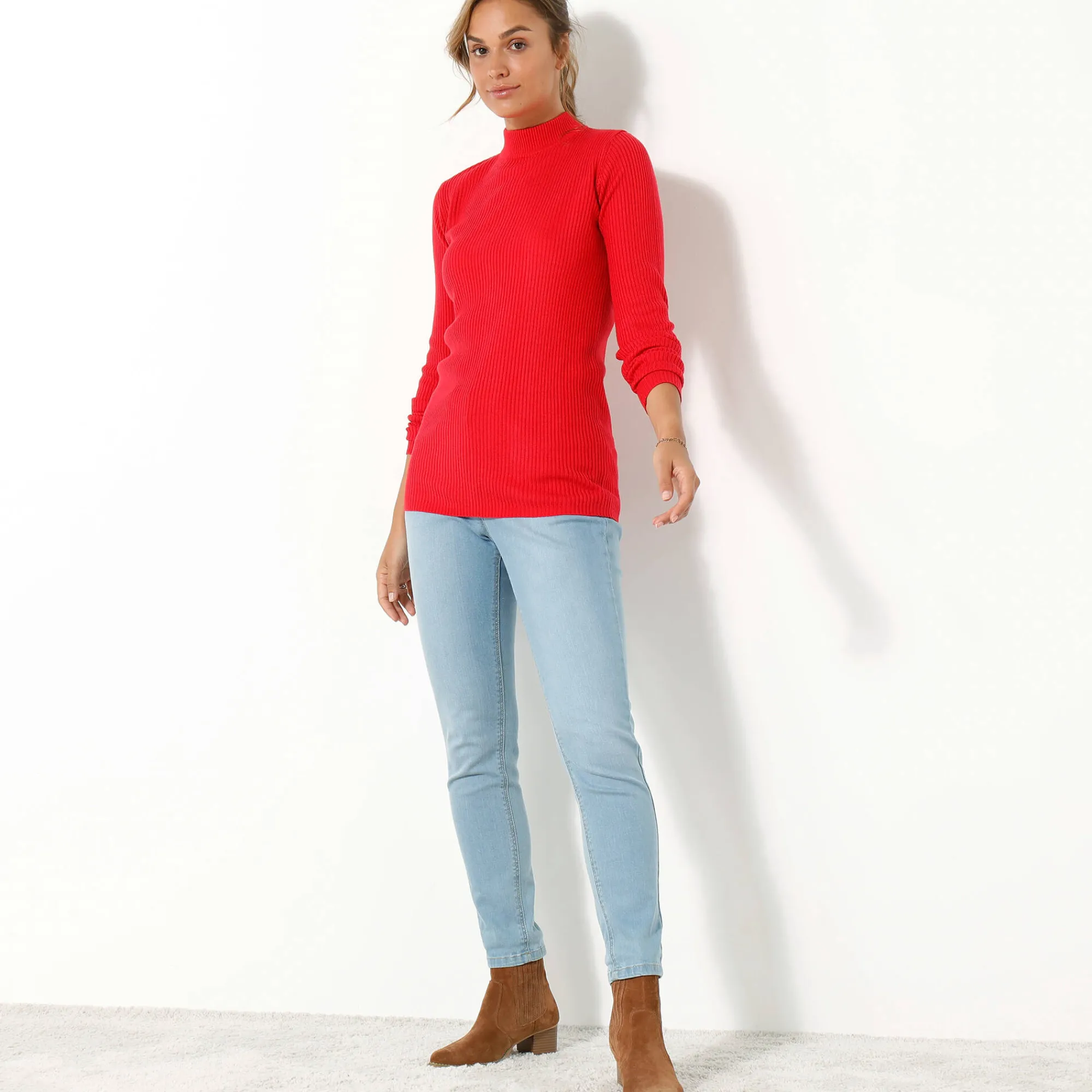Trui En Vest<Blancheporte Trui met opstaande kraag, 72 cm lang rood