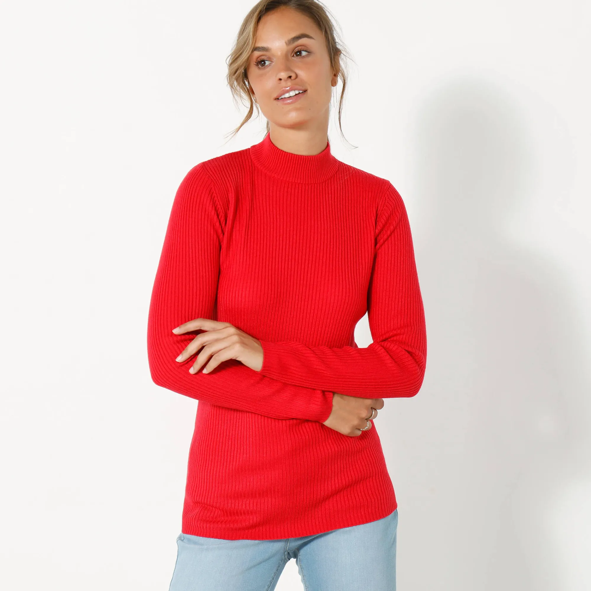 Trui En Vest<Blancheporte Trui met opstaande kraag, 72 cm lang rood