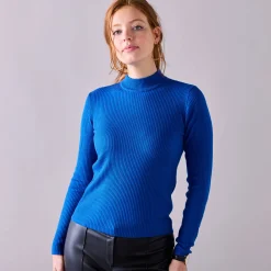 Trui En Vest<Blancheporte Trui met opstaande kraag, 63 cm lang felblauw