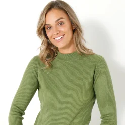 Trui En Vest<Blancheporte Trui met opstaande kraag, 72 cm lang olijfgroen