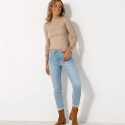 Trui En Vest<Blancheporte Trui met opstaande kraag, 63 cm lang grijsbeige