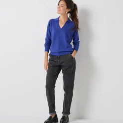 Trui En Vest<Blancheporte Trui met polokraag, lamswol felblauw
