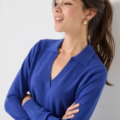 Trui En Vest<Blancheporte Trui met polokraag, lamswol felblauw
