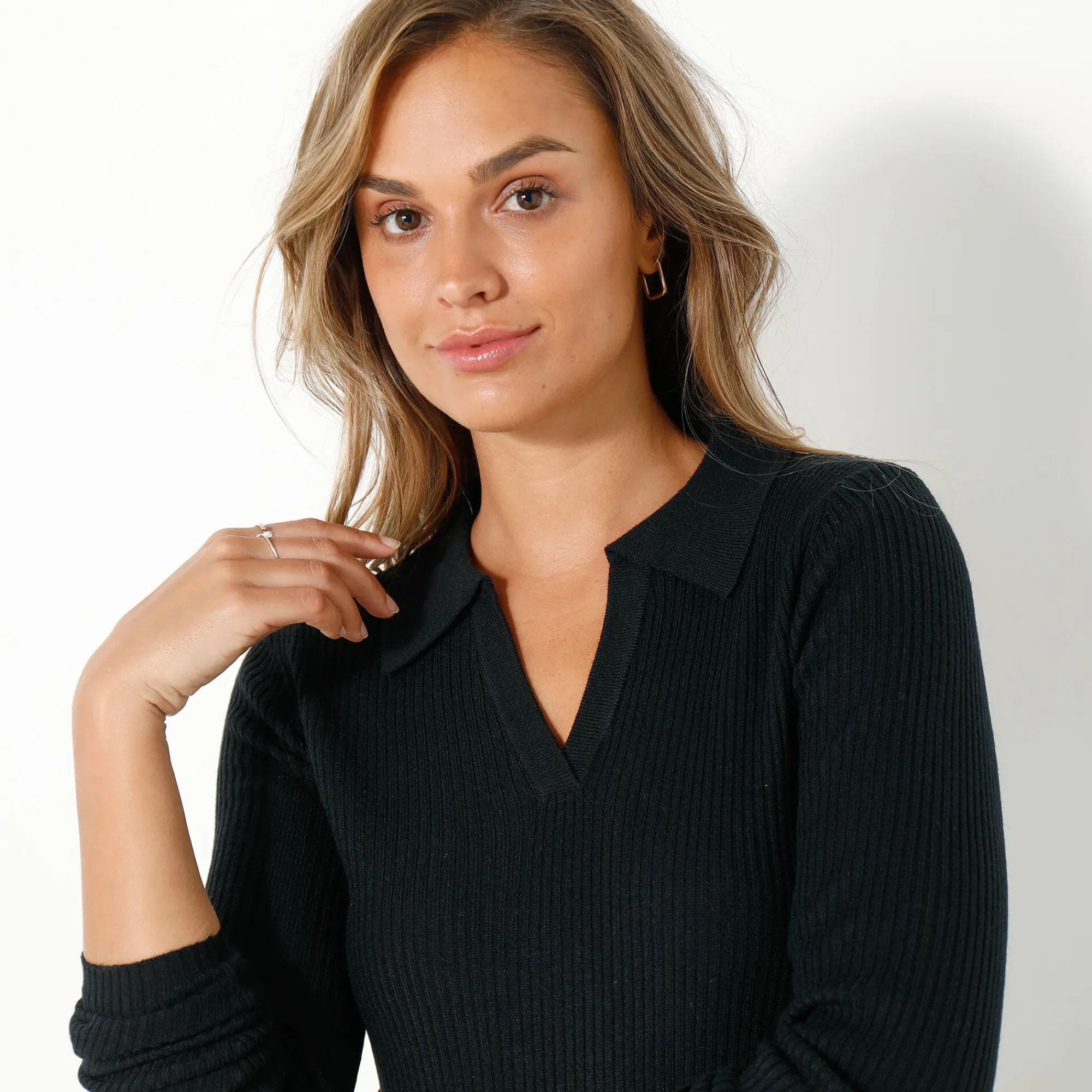 Trui En Vest<Blancheporte Trui met polokraag, ribtricot zwart