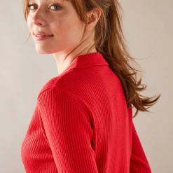 Trui En Vest<Blancheporte Trui met polokraag, ribtricot rood