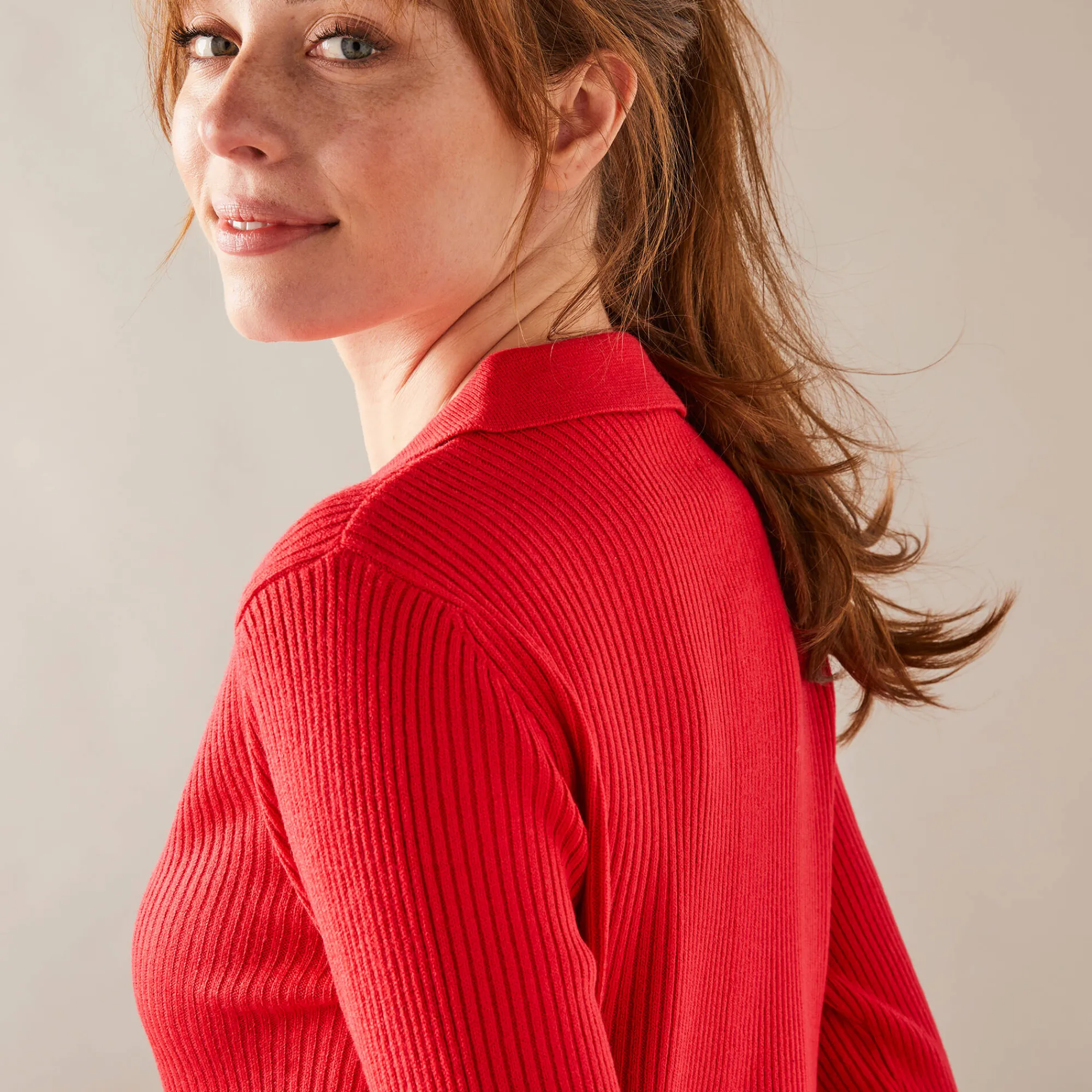 Trui En Vest<Blancheporte Trui met polokraag, ribtricot rood