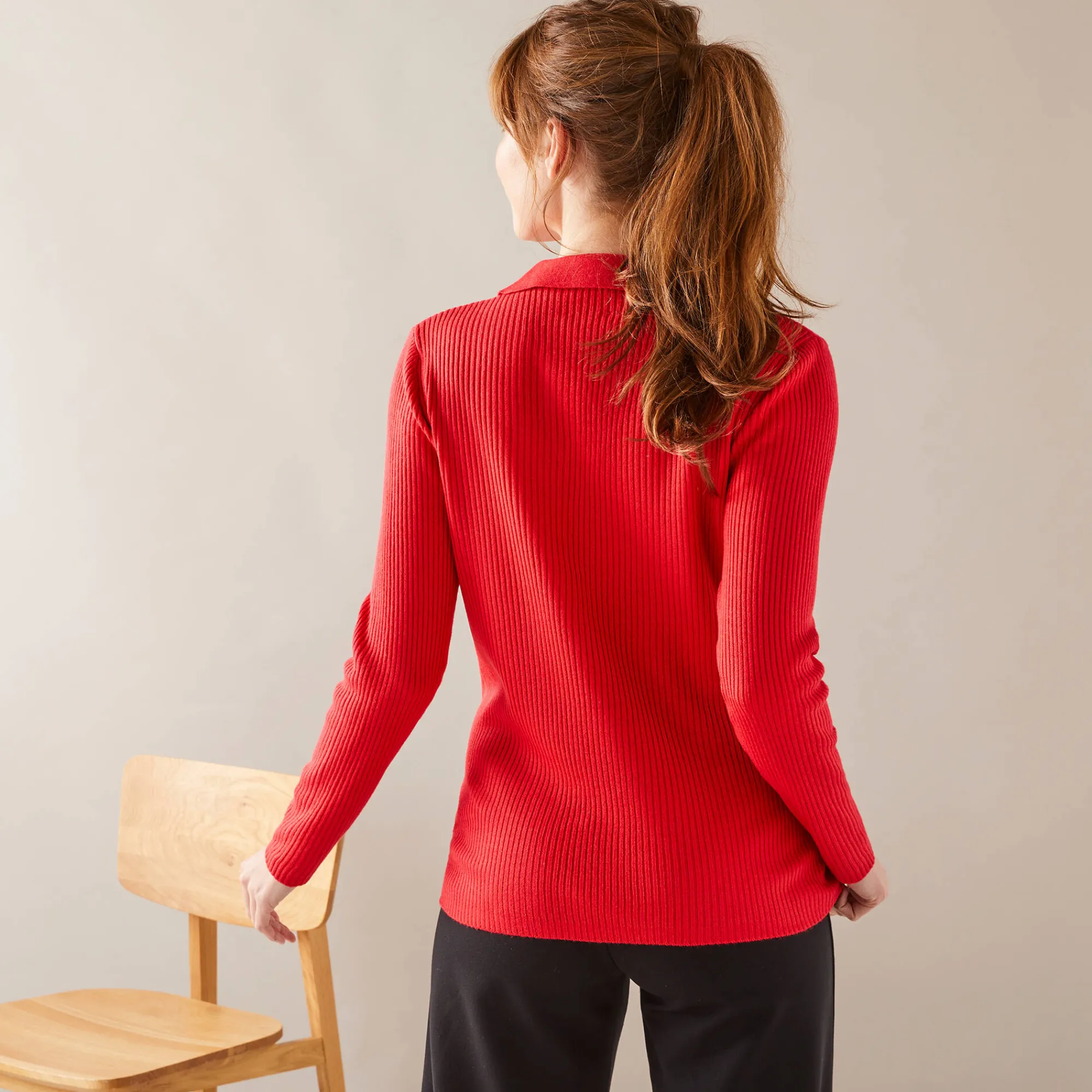 Trui En Vest<Blancheporte Trui met polokraag, ribtricot rood