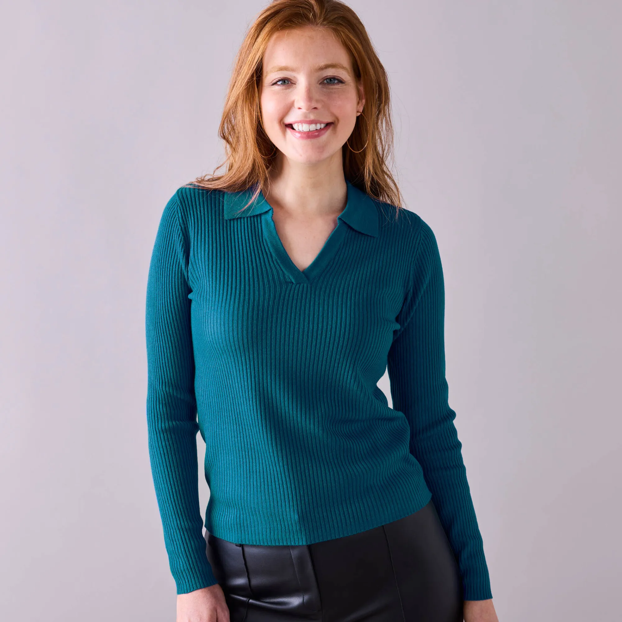 Trui En Vest<Blancheporte Trui met polokraag, ribtricot eendenblauw