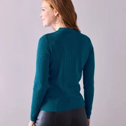 Trui En Vest<Blancheporte Trui met polokraag, ribtricot eendenblauw