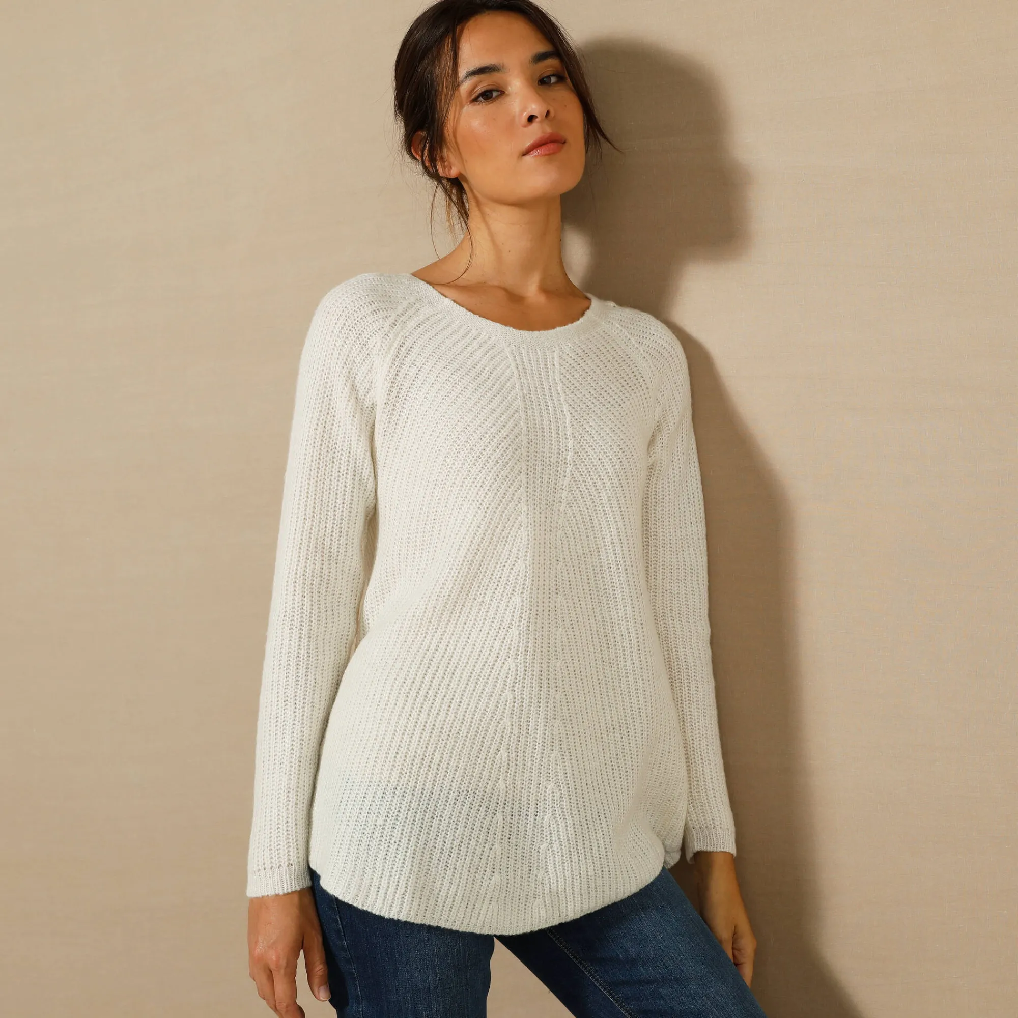 Feestoutfits Dames|Trui En Vest<Blancheporte Trui met rijgwerk achter ecru