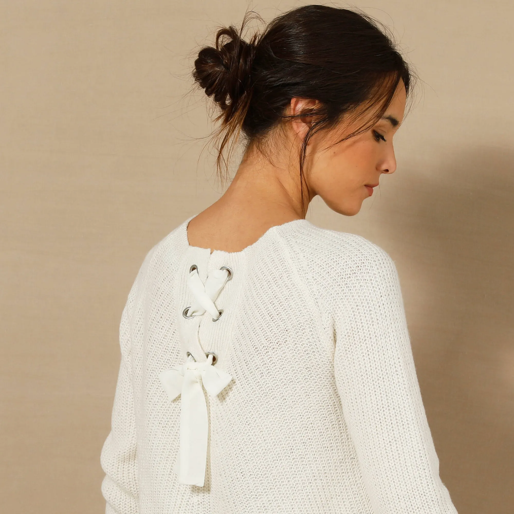 Feestoutfits Dames|Trui En Vest<Blancheporte Trui met rijgwerk achter ecru