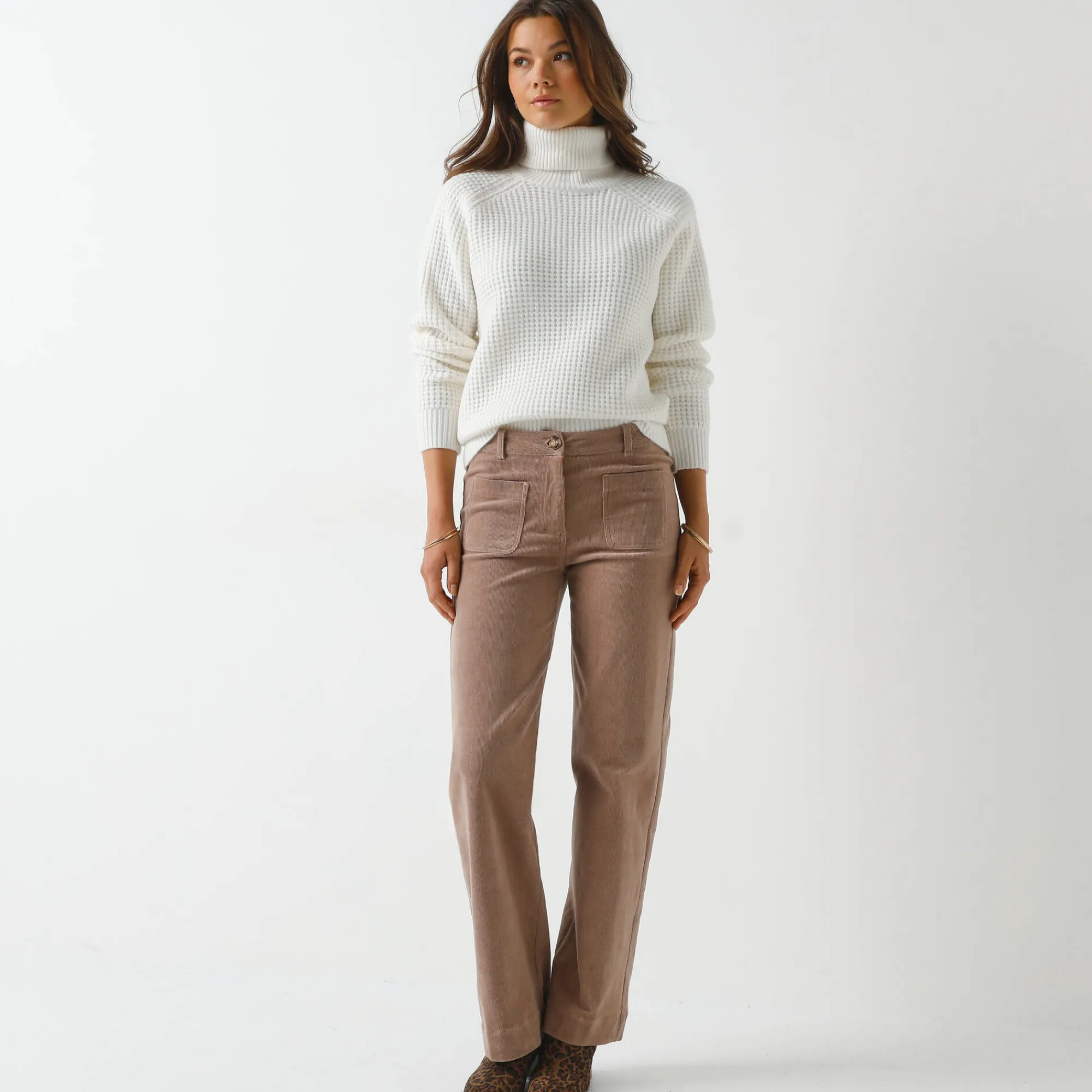 Trui En Vest<Blancheporte Trui met rolkraag, in fantasietricot ecru