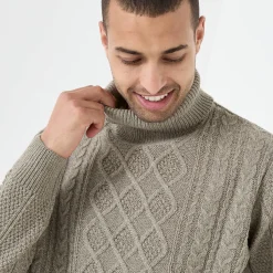 Trui En Vest<Blancheporte Trui met rolkraag, in Iers tricot gespikkeld taupe