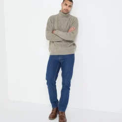 Trui En Vest<Blancheporte Trui met rolkraag, in Iers tricot gespikkeld taupe