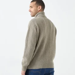 Trui En Vest<Blancheporte Trui met rolkraag, in Iers tricot gespikkeld taupe