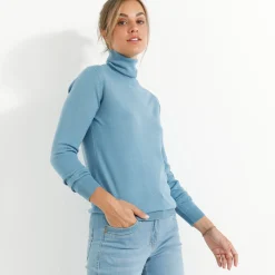Trui En Vest<Blancheporte Trui met rolkraag, zachte touch grijsblauw