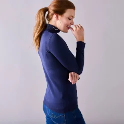 Trui En Vest<Blancheporte Trui met rolkraag, zachte touch marine